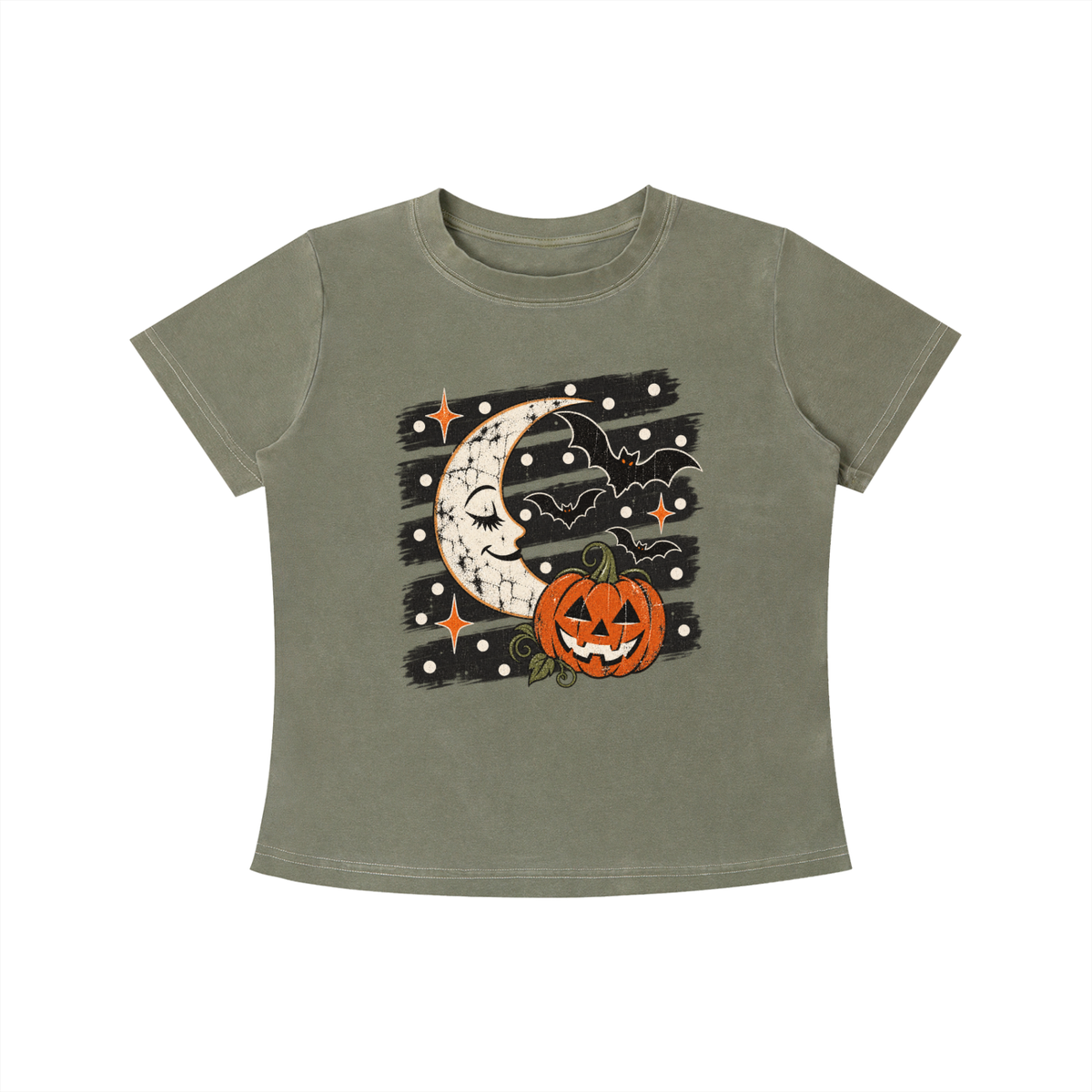Halloween Moon Vintage Wash Slim Fit T-shirt