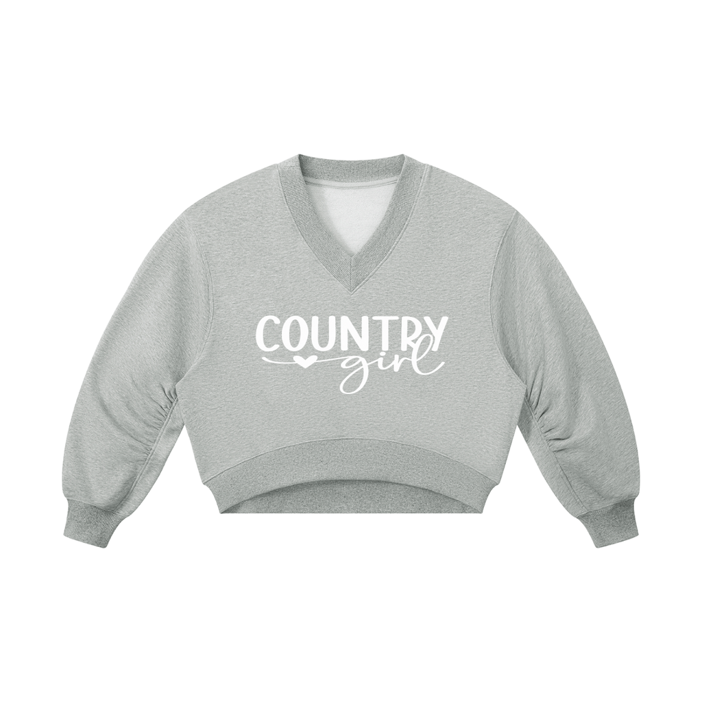 Country Girl Women’s Crop V-Neck Sweatshirt