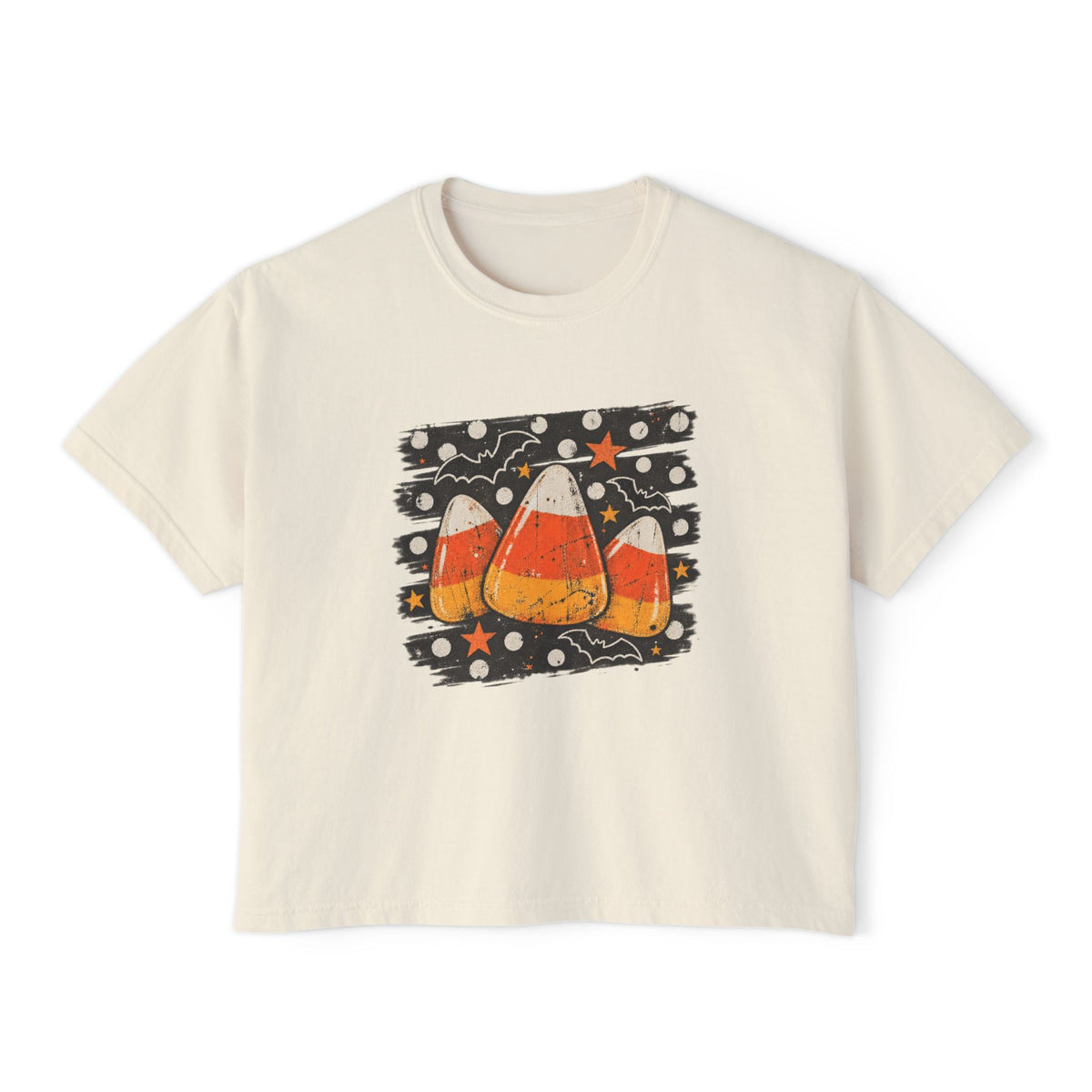 Vintage Candy Corn Halloween Graphic Women's Boxy Tee