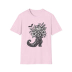 Halloween Boot Bouquet T‑Shirt — Pumpkin, Candy Corn & Bat Graphic