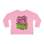 Sweet but Spooky Toddler Long Sleeve Tee — Halloween Pumpkin Candy Graphic