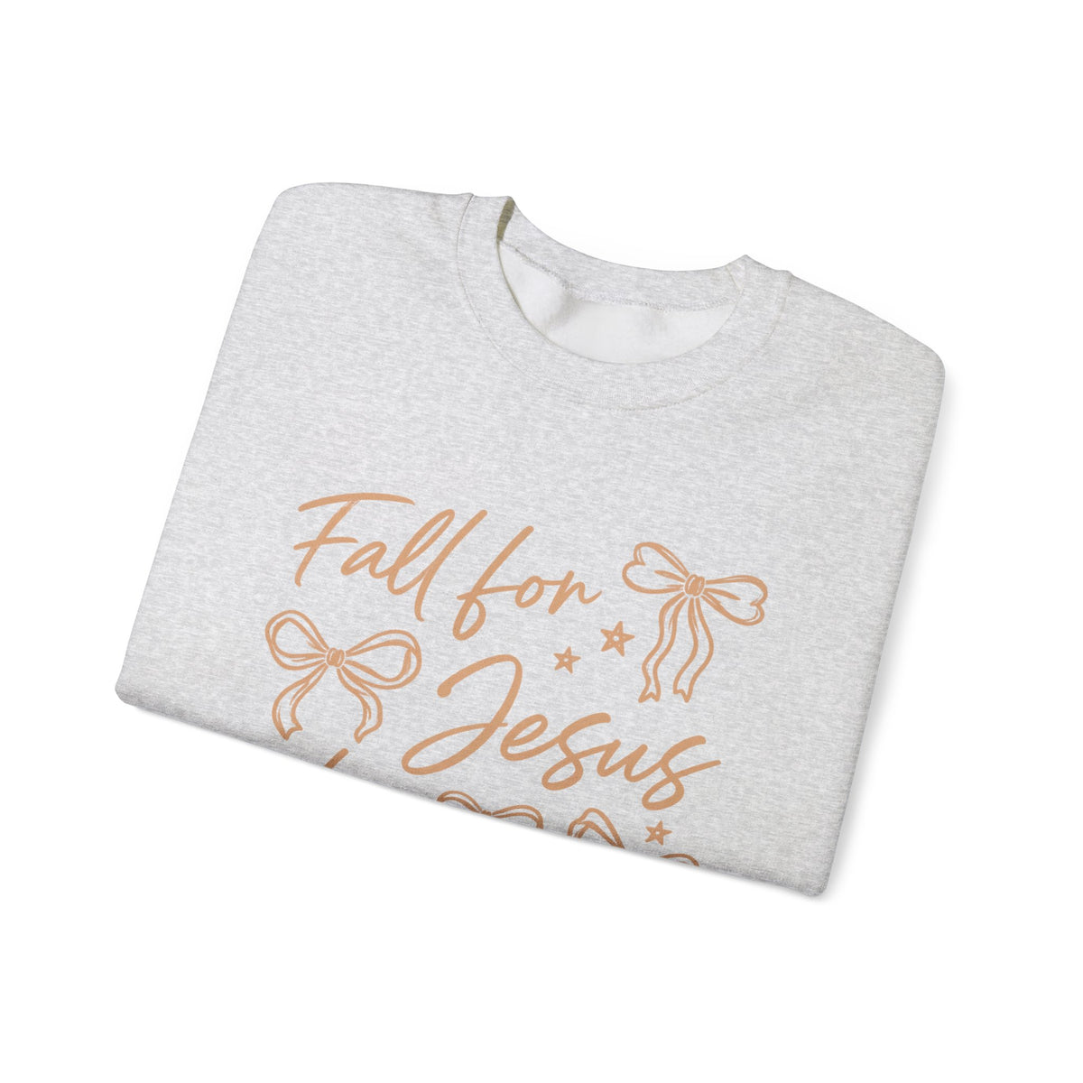 Christian Crewneck Sweatshirt – “Fall for Jesus, He Never Leaves” Autumn Faith Pullover
