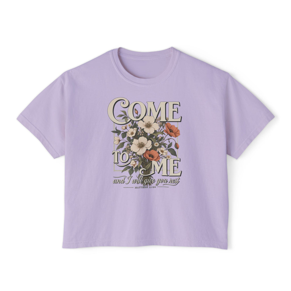 Come to Me Floral Boxy Tee — Vintage Floral Graphic Women's Shirt