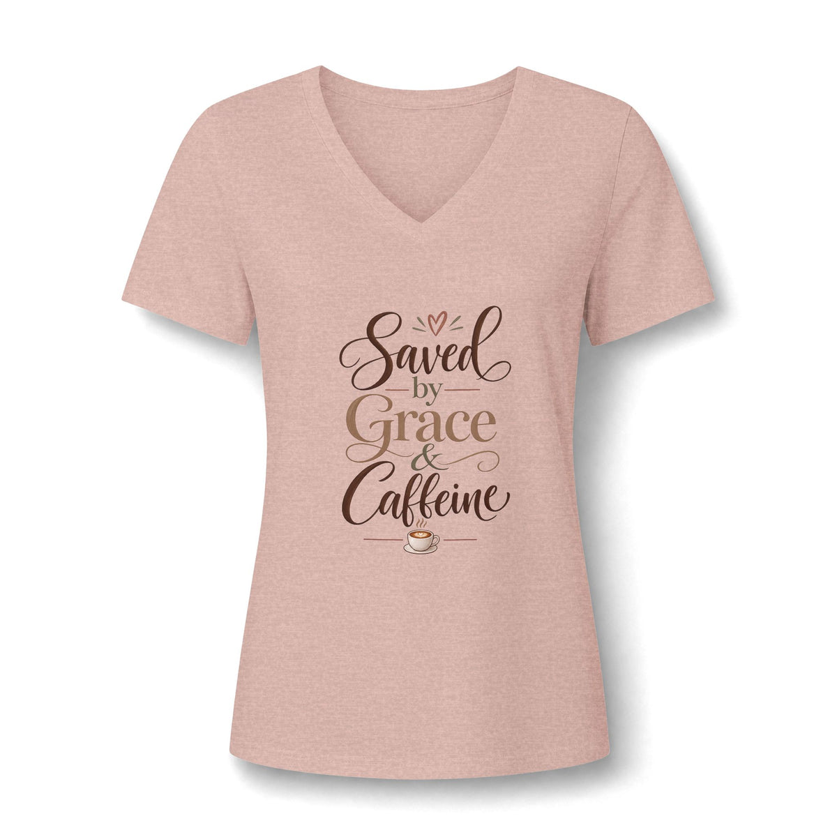 Saved by Grace & Caffeine V-Neck Tee