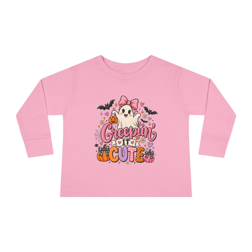 Toddler Long Sleeve Tee — 'Creepin' Cute' Halloween Ghost Shirt for Babies & Toddlers