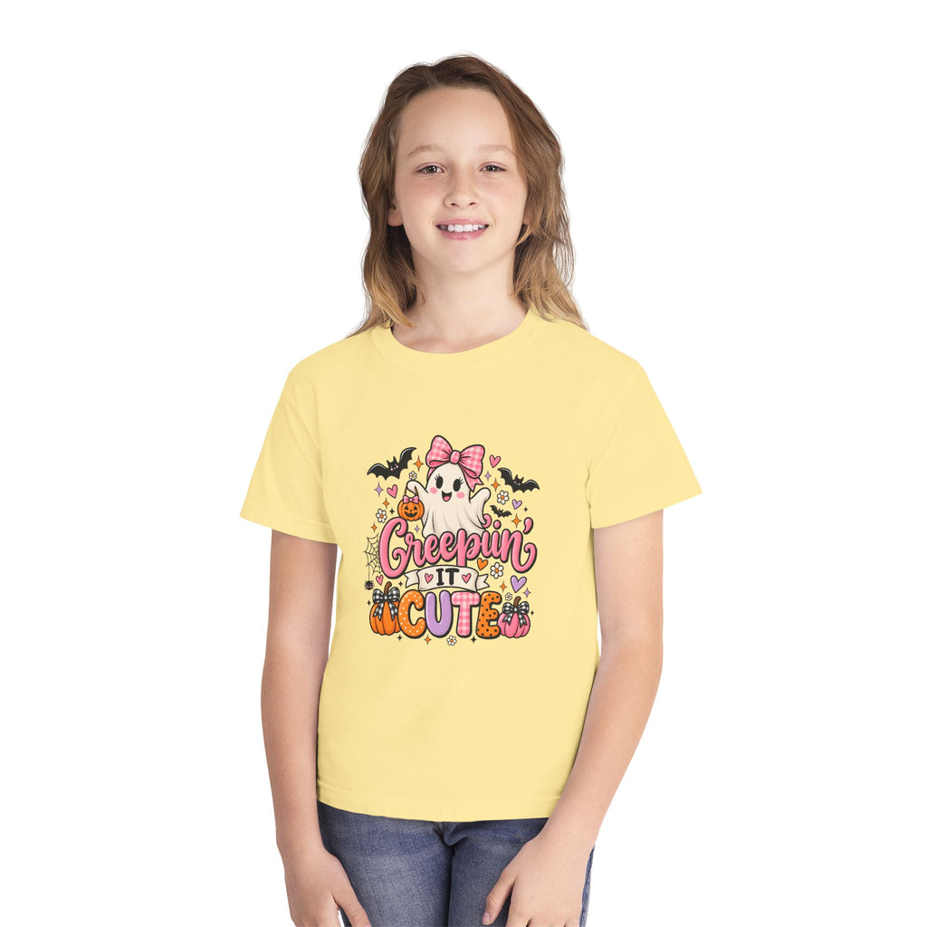 Youth Tee — "Creepin' It Cute" Halloween Ghost Graphic