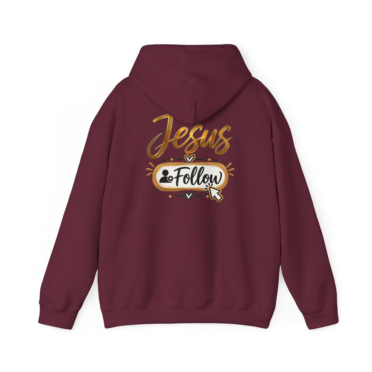 Christian Hoodie - Gold Brush Cross & “Jesus I Follow” Inspirational Pullover