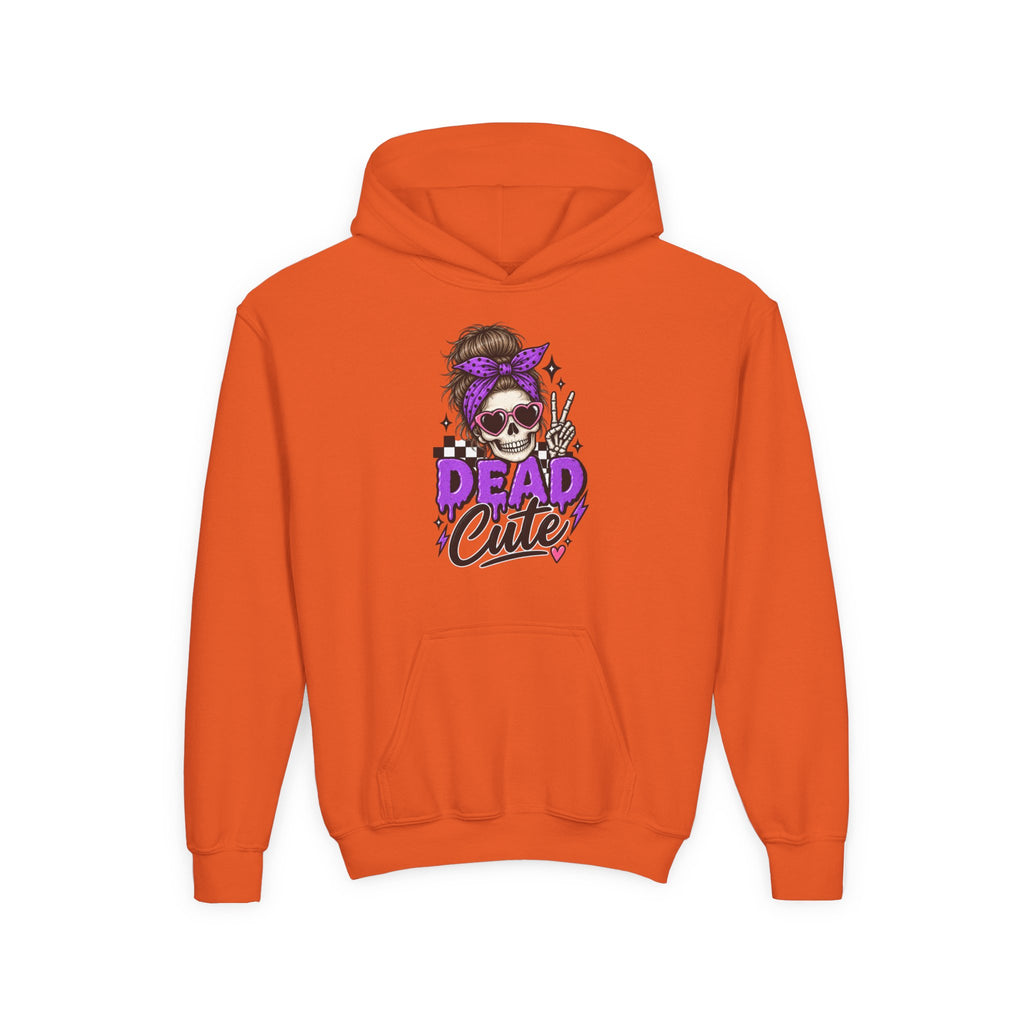 "Dead Cute" Skull Graphic Pullover (Purple Accent) Youth Hoodie