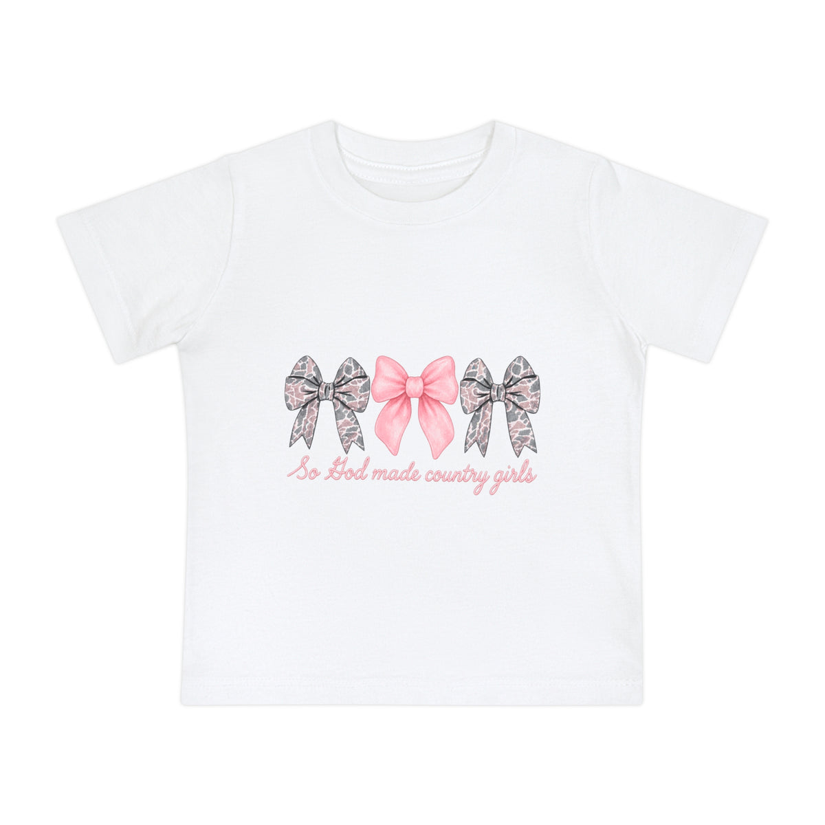 "So God Made Country Girls" Baby T-Shirt Pink Bow Graphic