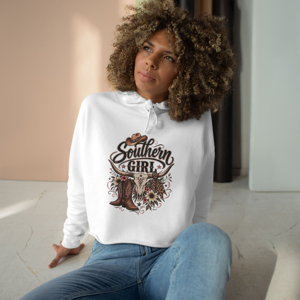 Southern Girl Crop Hoodie — Cowgirl Boots & Sunflower Western Crop Top