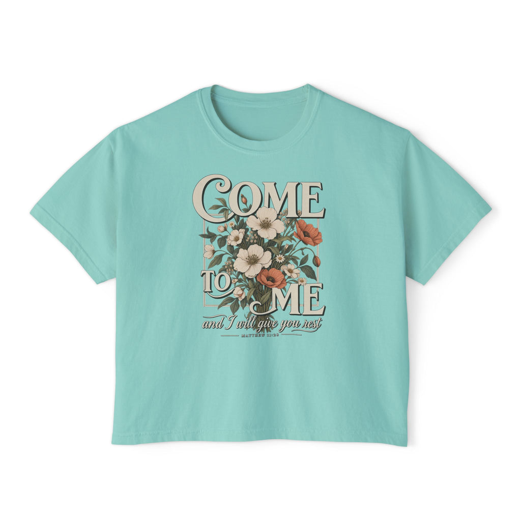 Come to Me Floral Boxy Tee — Vintage Floral Graphic Women's Shirt