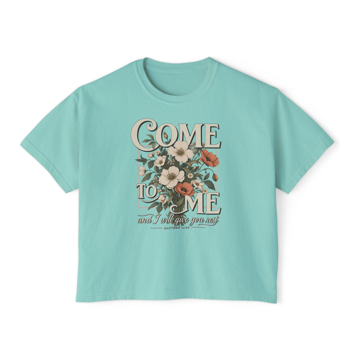 Come to Me Floral Boxy Tee — Vintage Floral Graphic Women's Shirt