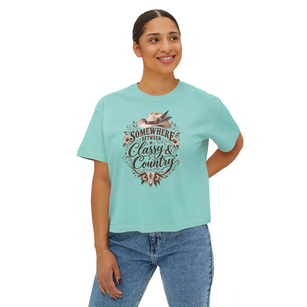 Somewhere Between Classy & Country Women's Boxy Tee