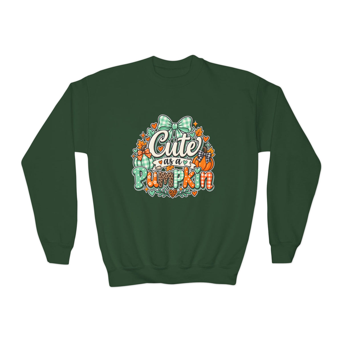 Youth Sweatshirt — "Cute as a Pumpkin" Fall Kids Crewneck