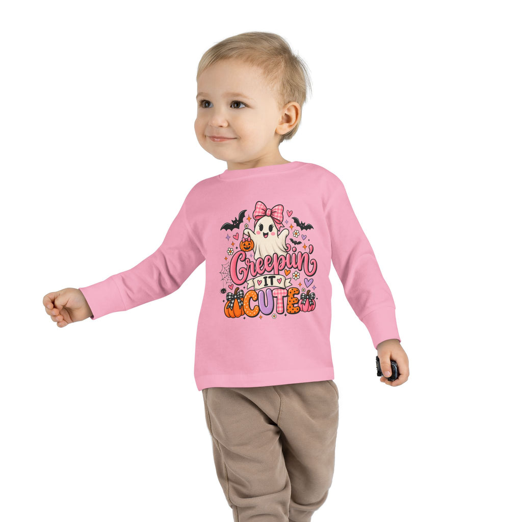 Toddler Long Sleeve Tee — 'Creepin' Cute' Halloween Ghost Shirt for Babies & Toddlers