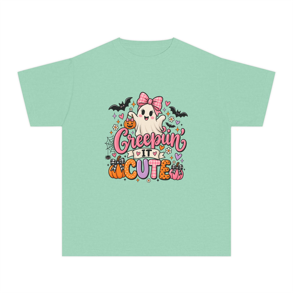 Youth Tee — "Creepin' It Cute" Halloween Ghost Graphic