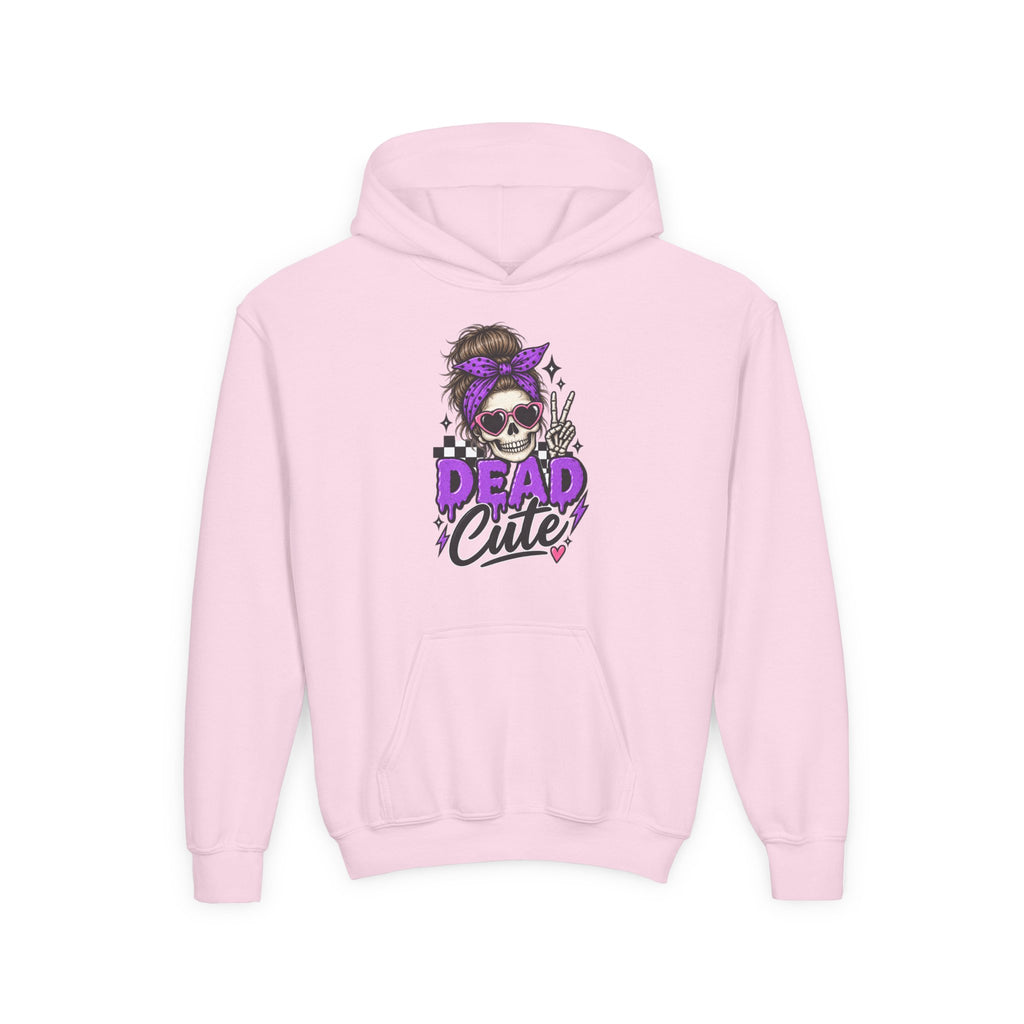 "Dead Cute" Skull Graphic Pullover (Purple Accent) Youth Hoodie