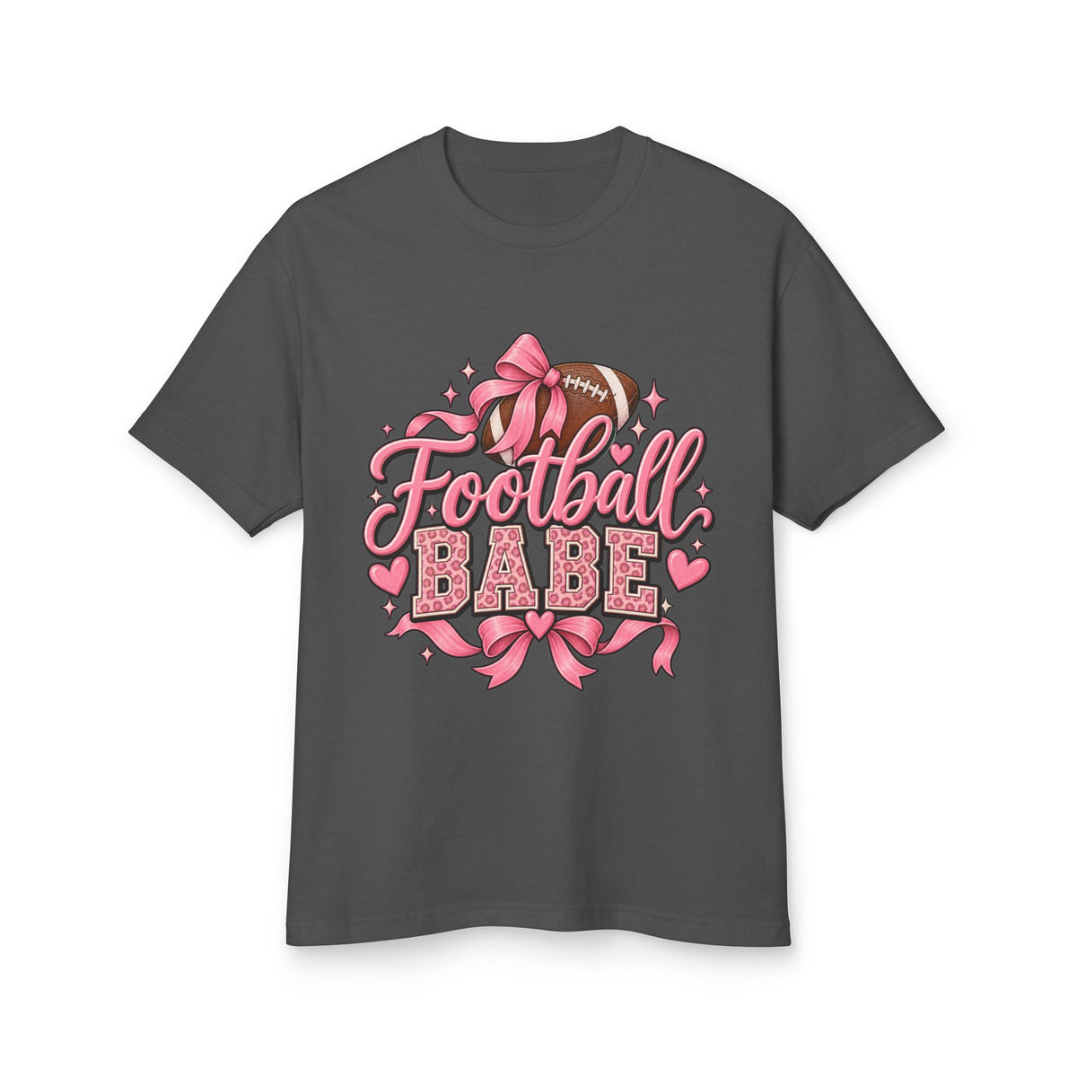 Football Babe T‑Shirt — Pink Cheerleader Football Design