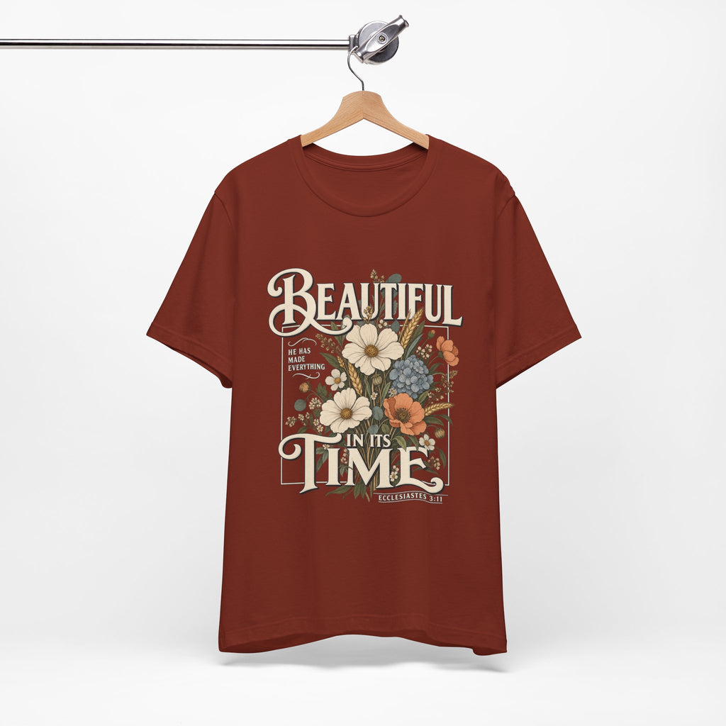 Beautiful In Its Time Floral Tee – Inspirational Vintage Flower Graphic T-Shirt