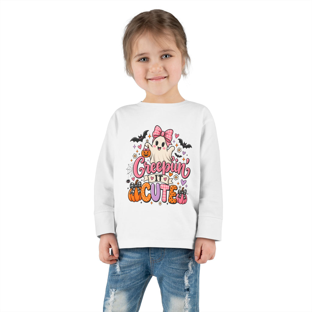 Toddler Long Sleeve Tee — 'Creepin' Cute' Halloween Ghost Shirt for Babies & Toddlers