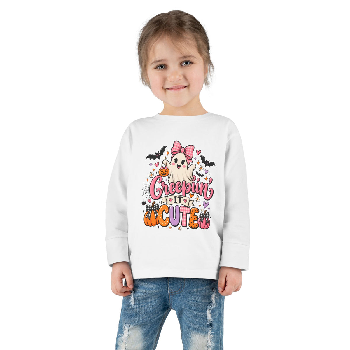 Toddler Long Sleeve Tee — 'Creepin' Cute' Halloween Ghost Shirt for Babies & Toddlers