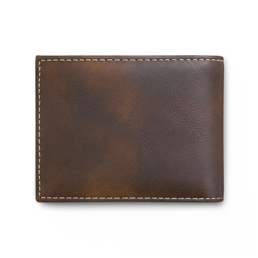 Leather Bi-Fold Wallet with Black Brushstroke Cross — Christian Gift