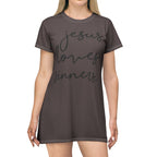 Jesus Loves Sinners T‑Shirt Dress – Faith Graphic Dress for Women