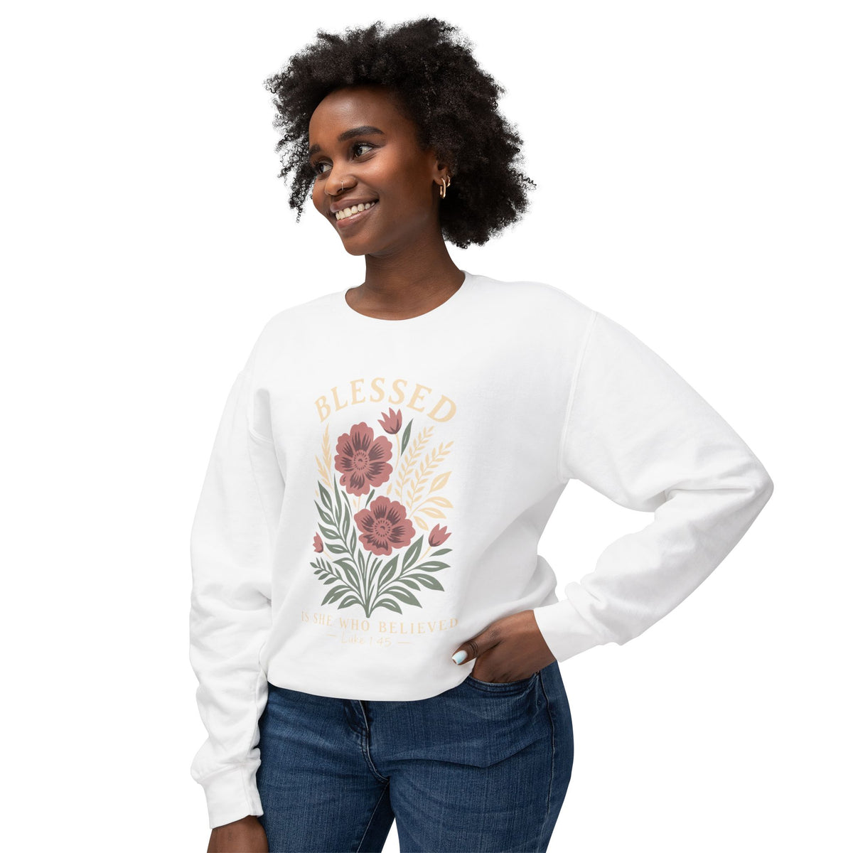 Blessed Floral Sweatshirt — Cozy Women's Crewneck with Vintage Flower Art