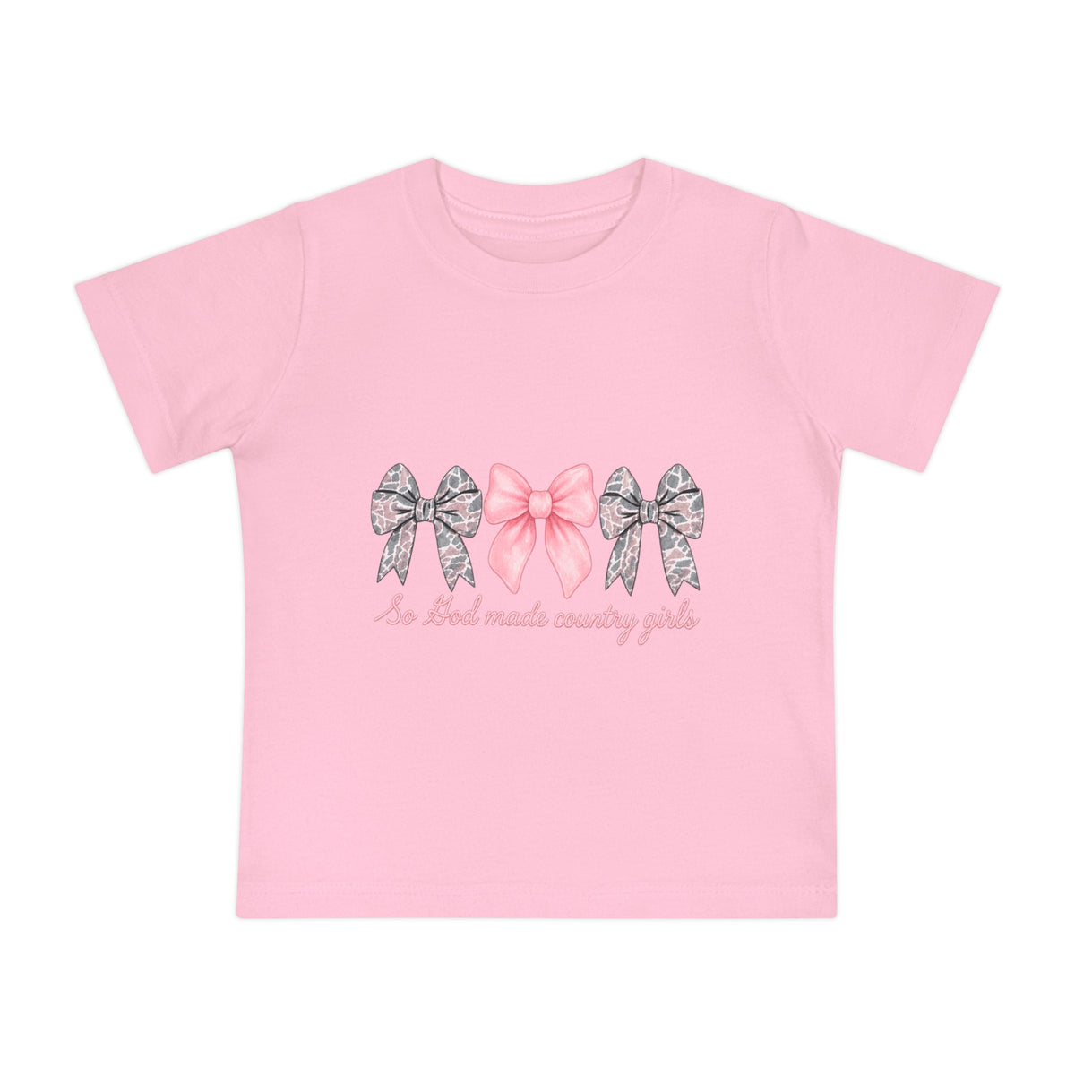 "So God Made Country Girls" Baby T-Shirt Pink Bow Graphic
