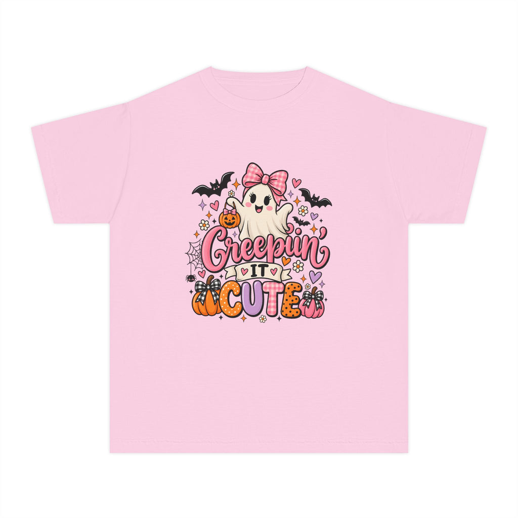 Youth Tee — "Creepin' It Cute" Halloween Ghost Graphic