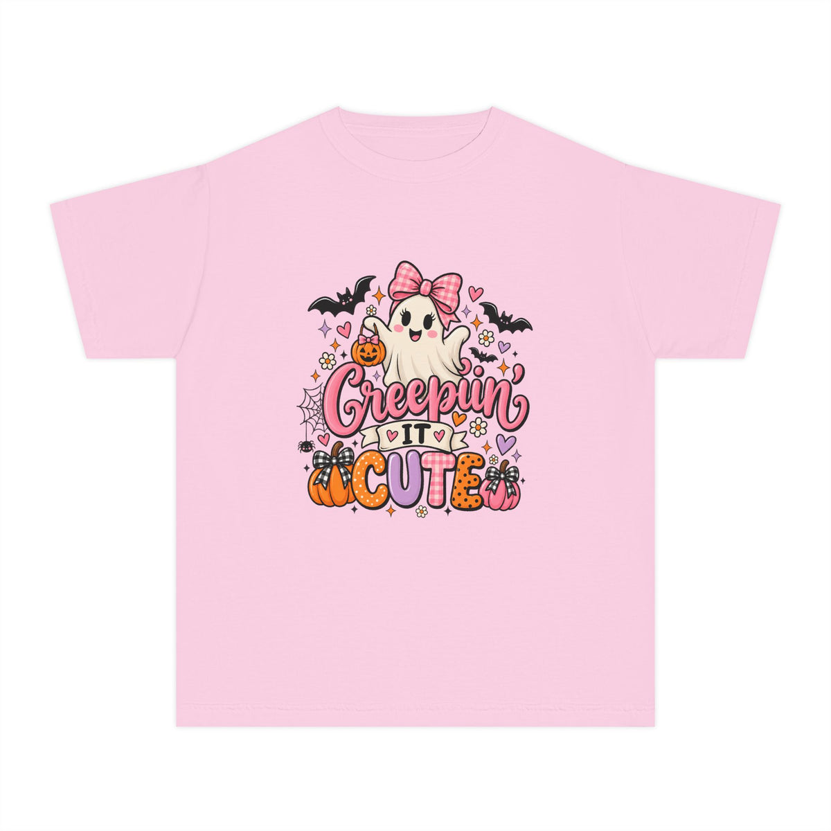 Youth Tee — "Creepin' It Cute" Halloween Ghost Graphic