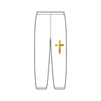 Gold Brushstroke Cross Sweatpants — Christian Faith Cozy Lounge Pants