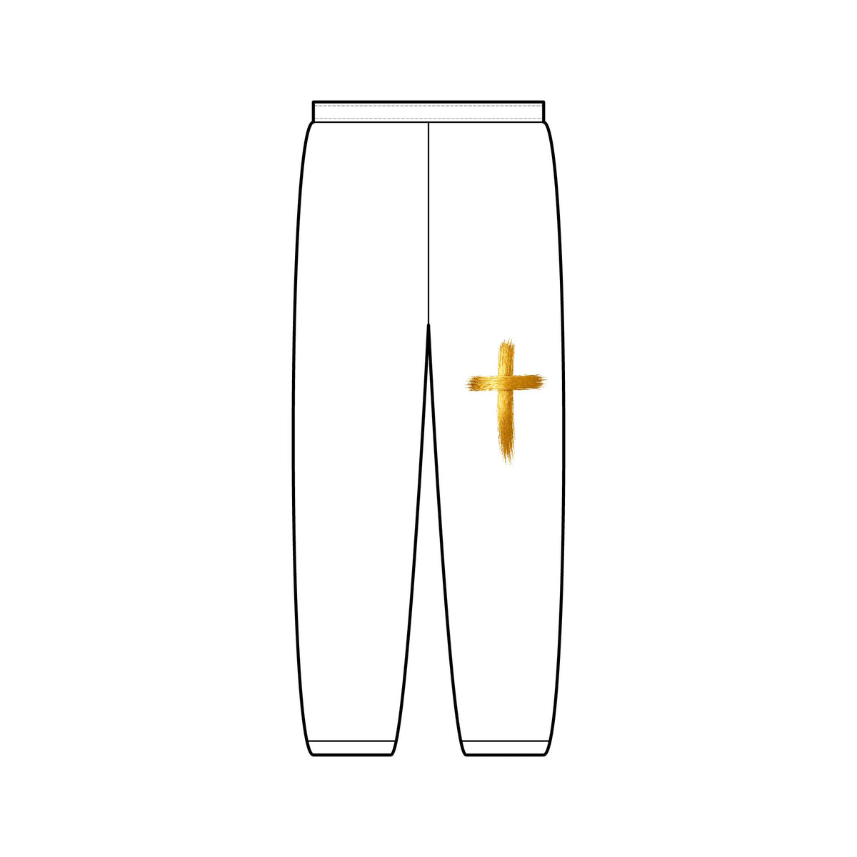 Gold Brushstroke Cross Sweatpants — Christian Faith Cozy Lounge Pants