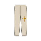 Gold Brushstroke Cross Sweatpants — Christian Faith Cozy Lounge Pants