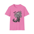 Halloween Boot Bouquet T‑Shirt — Pumpkin, Candy Corn & Bat Graphic