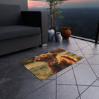Highland Calf Outdoor Rug — Cute Cow Floral Wreath Doormat for Porch & Patio