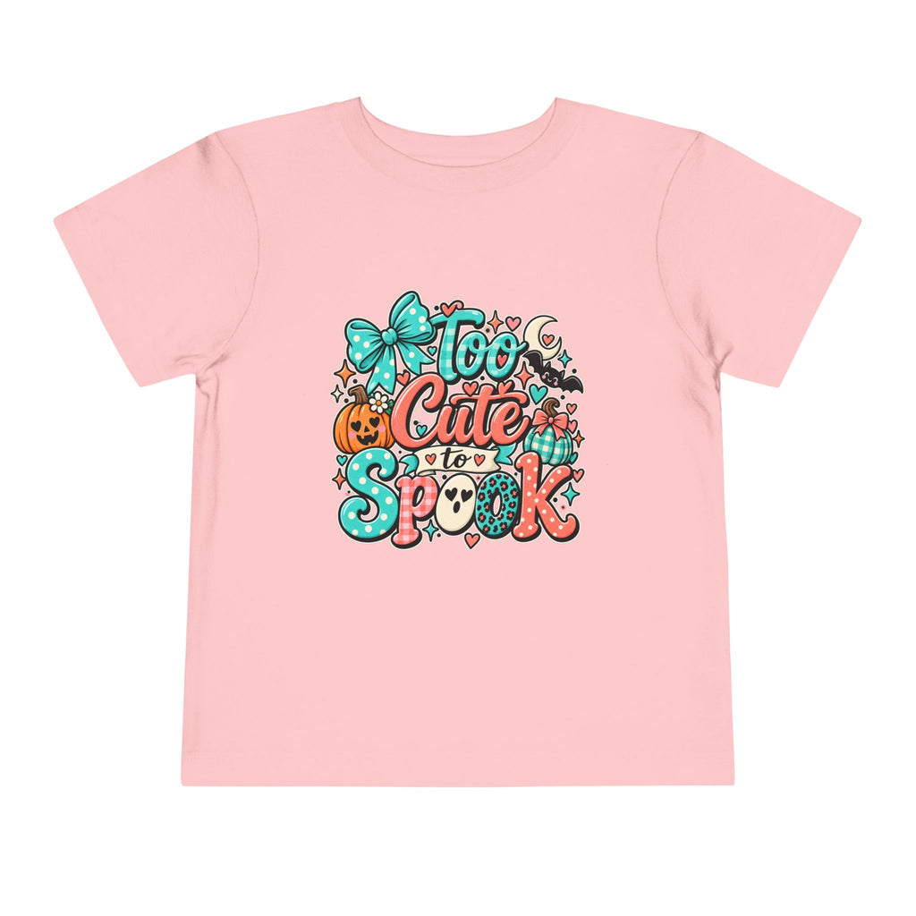 Too Cute to Spook Toddler Tee — Halloween Baby Shirt with Pumpkin, Ghost & Bow