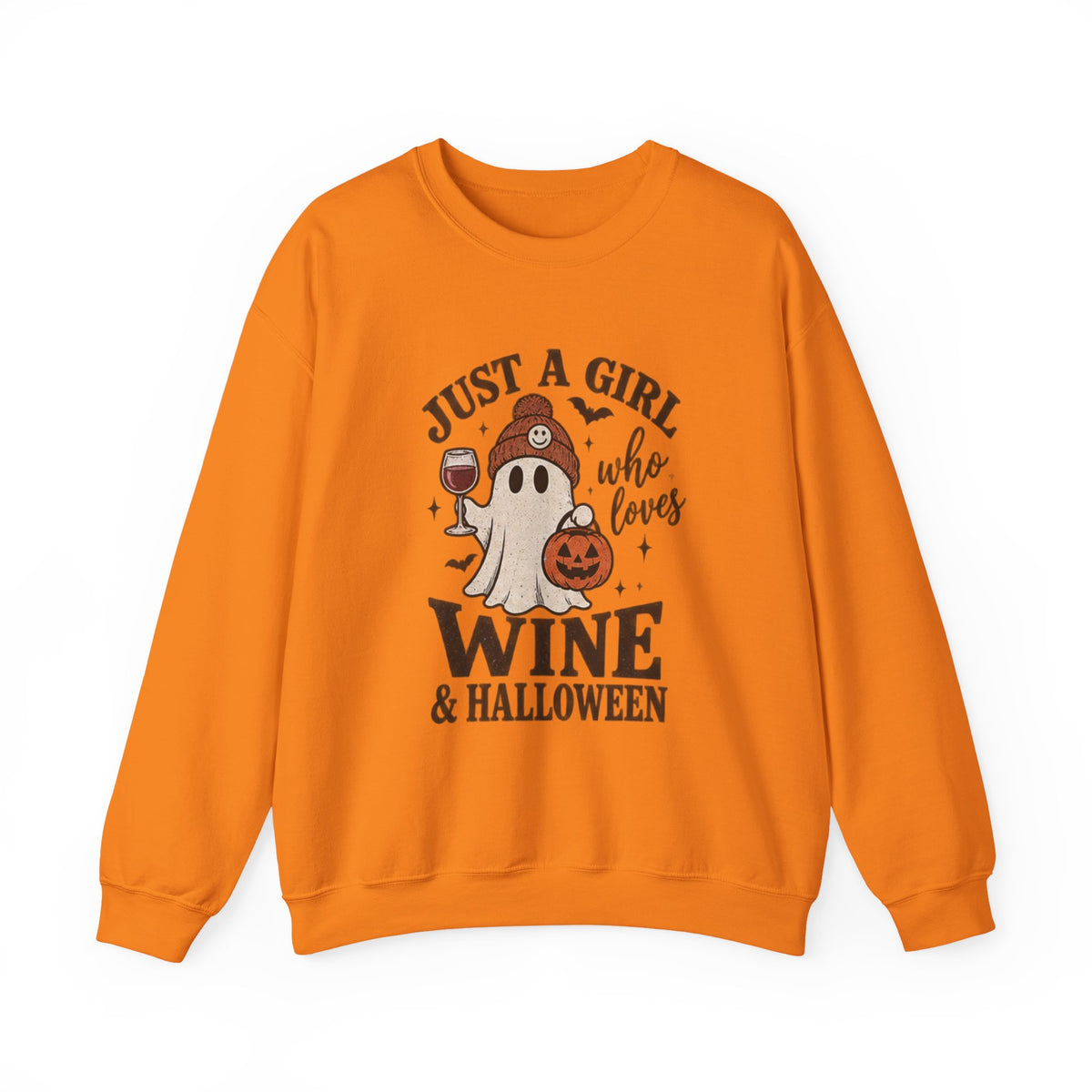 Halloween Wine Sweatshirt — “Just a Girl Who Loves Wine & Halloween” Crewneck