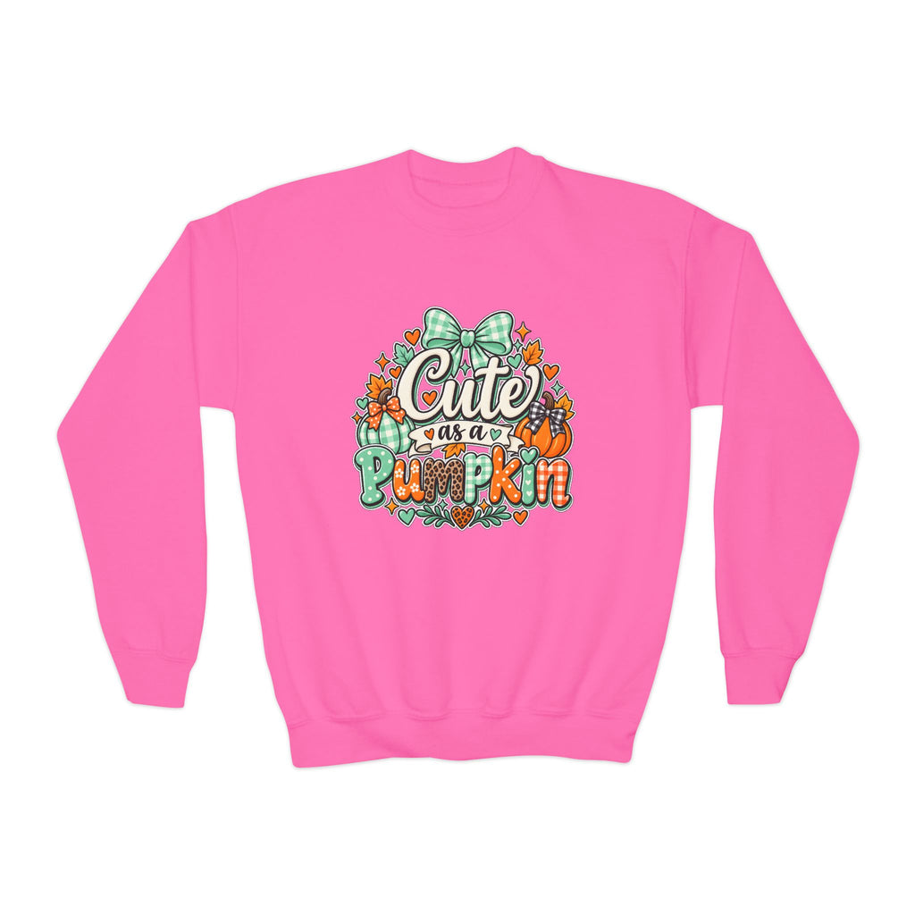 Youth Sweatshirt — "Cute as a Pumpkin" Fall Kids Crewneck