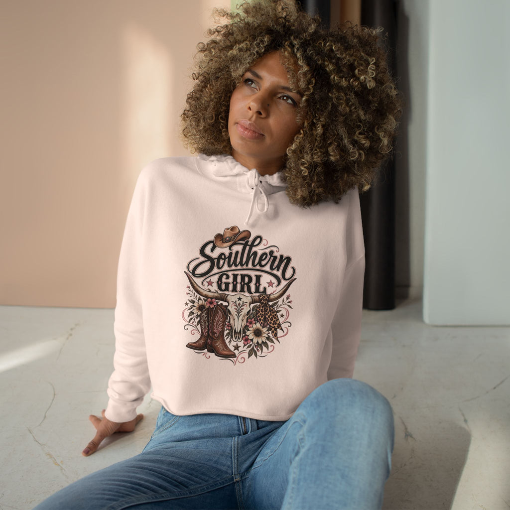 Southern Girl Crop Hoodie — Cowgirl Boots & Sunflower Western Crop Top