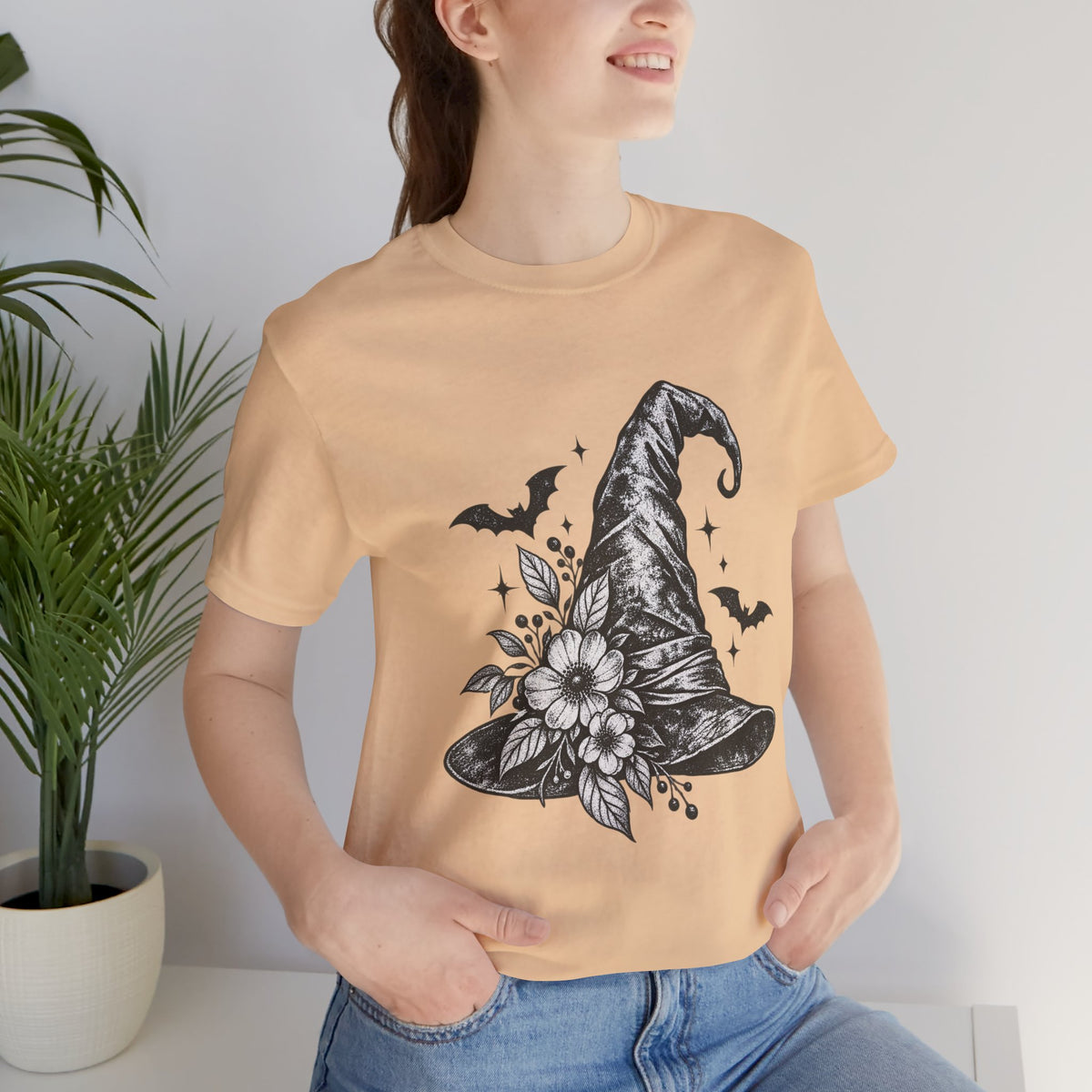 Witch Hat Floral Tee — Gothic Halloween Witchy T-Shirt