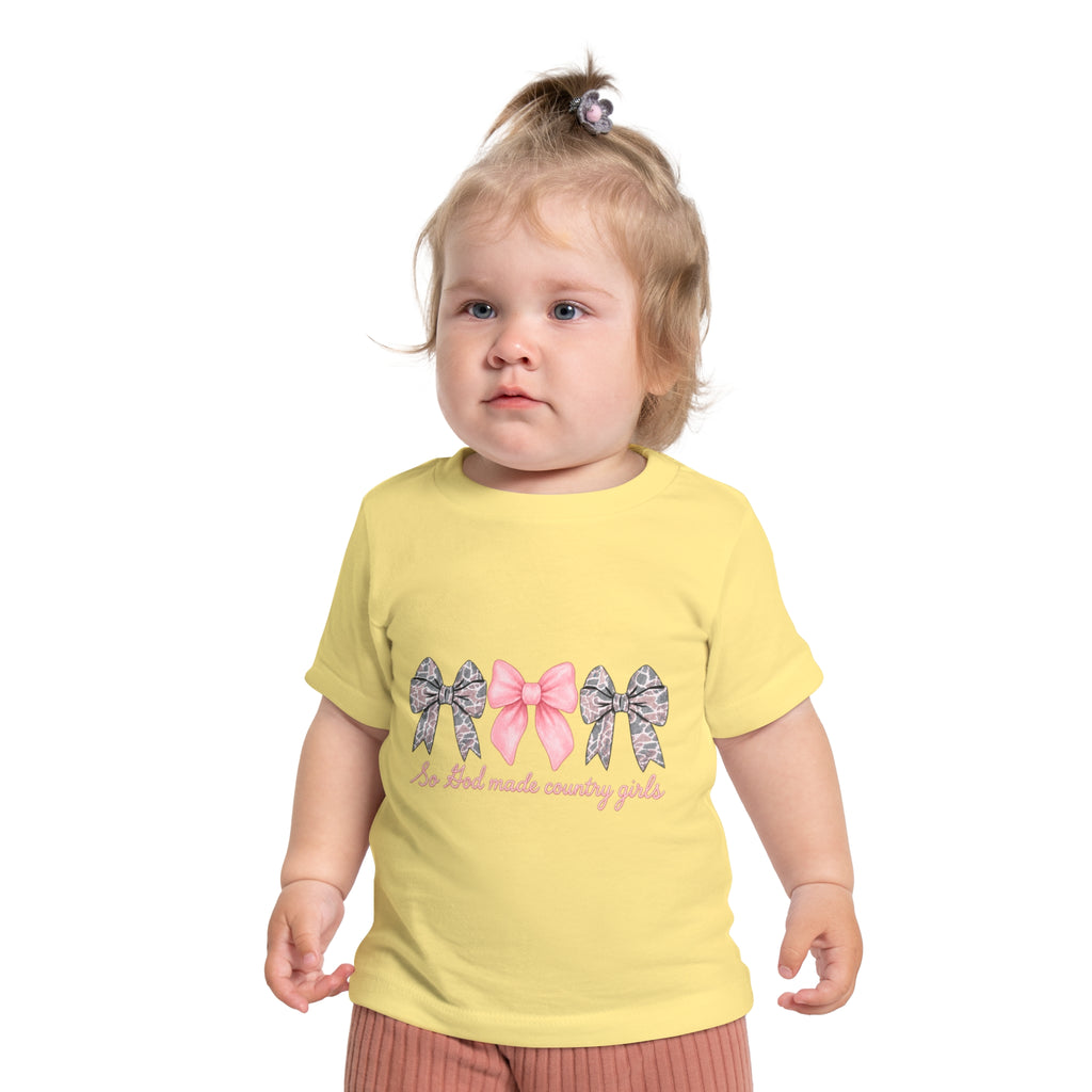 "So God Made Country Girls" Baby T-Shirt Pink Bow Graphic