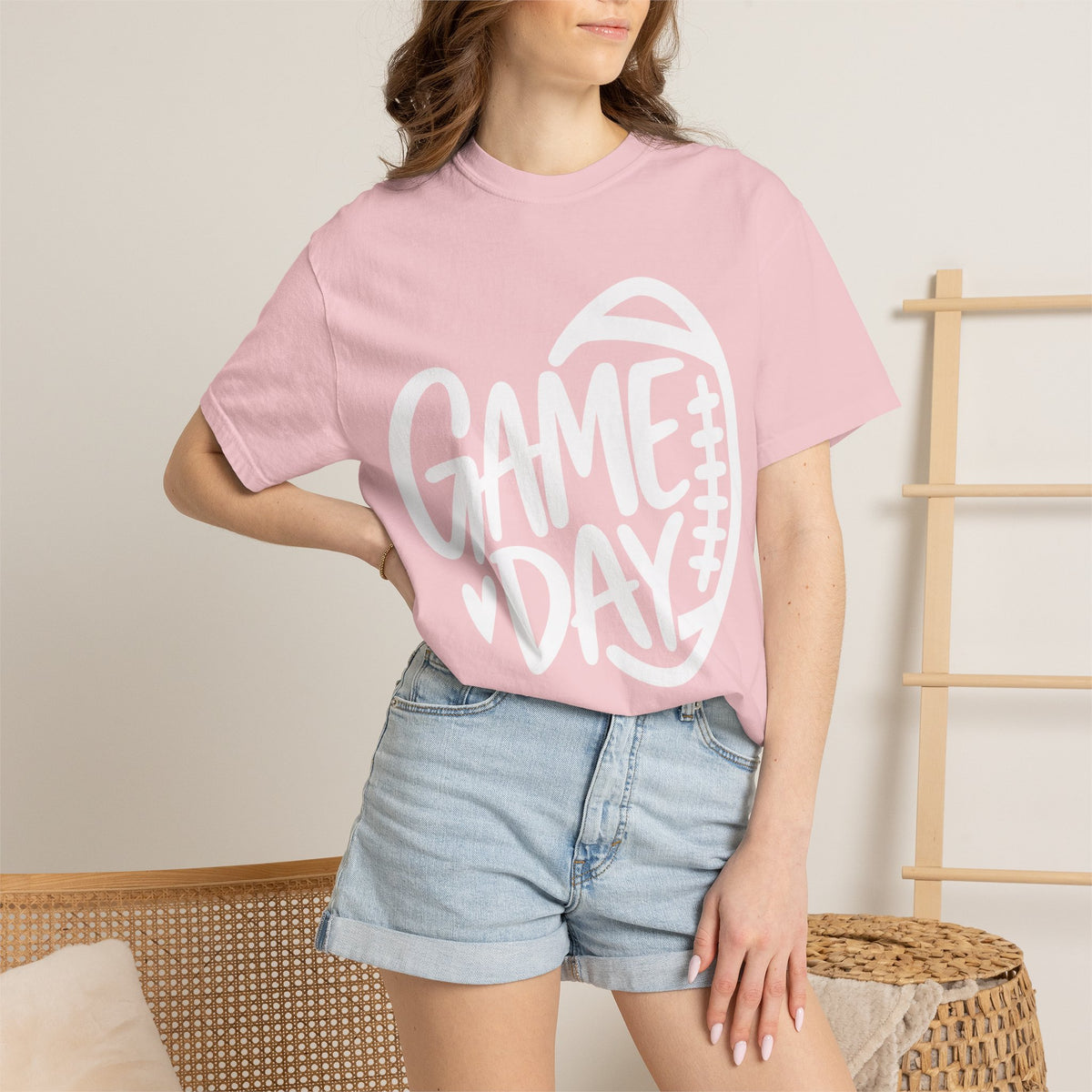 Women's Cutesy Game Day Football T-Shirt