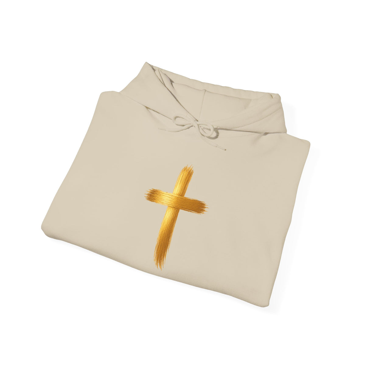 Christian Hoodie - Gold Brush Cross & “Jesus I Follow” Inspirational Pullover