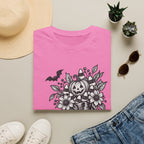 Halloween Boot Bouquet T‑Shirt — Pumpkin, Candy Corn & Bat Graphic