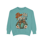 Boo-tiful Mess Sweatshirt – Teal Pumpkin with Leopard Bow & Daisies