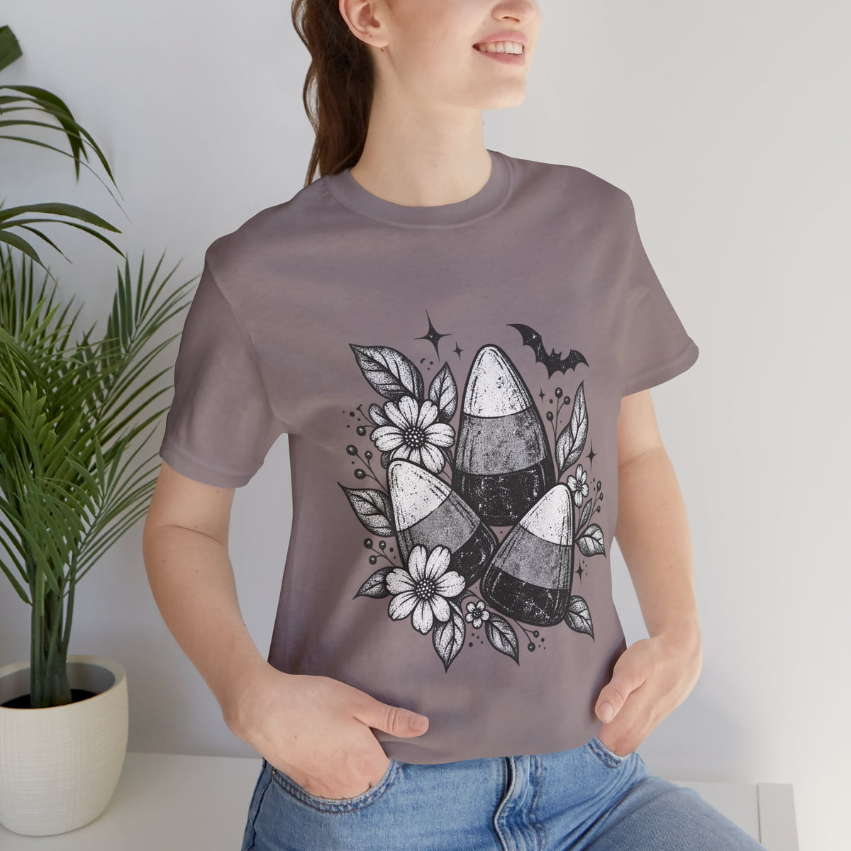 Candy Corn Floral Tee — Halloween Candy Corn Shirt