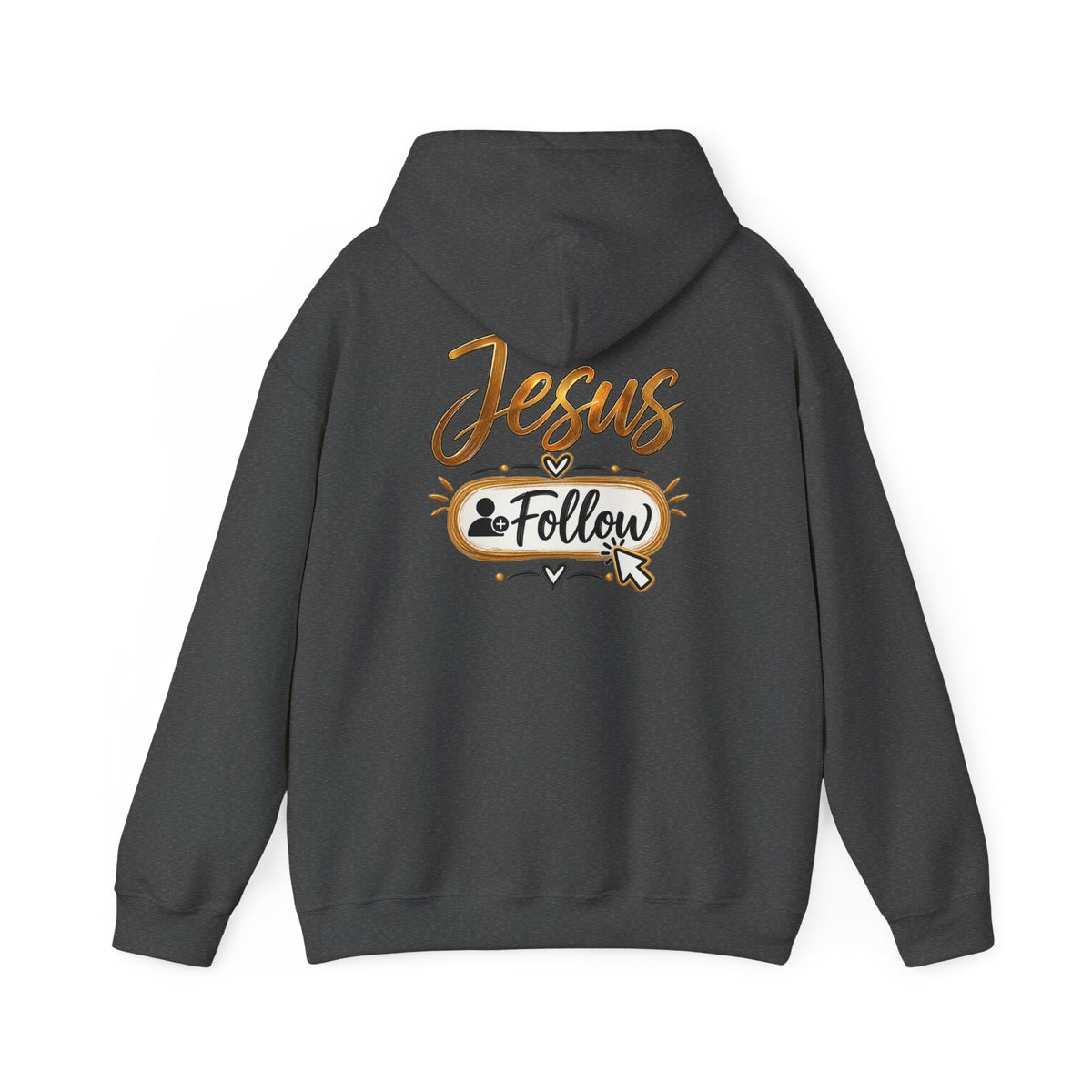 Christian Hoodie - Gold Brush Cross & “Jesus I Follow” Inspirational Pullover