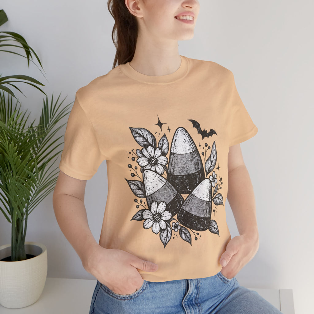 Candy Corn Floral Tee — Halloween Candy Corn Shirt