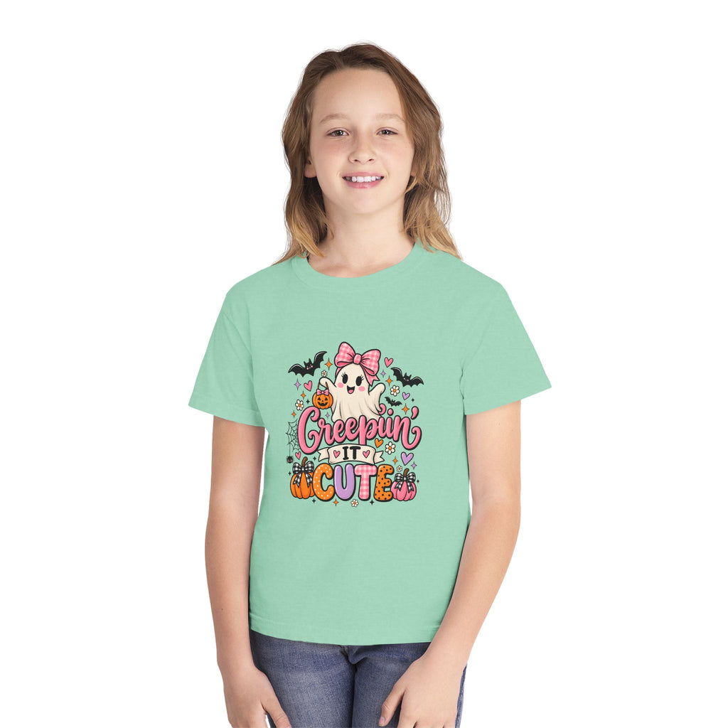 Youth Tee — "Creepin' It Cute" Halloween Ghost Graphic